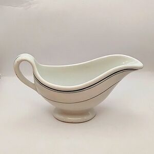 Vintage Green Stripes China Restaurant Ware Gravy Boat 9.25" X 5.75"h